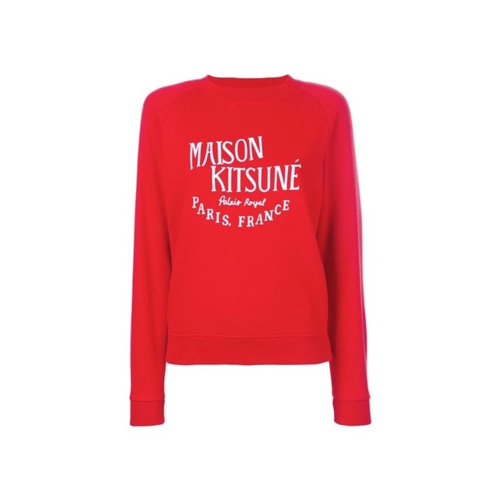 EUC - Red jersey Maison Kitsuné Palais Royal vintage-cut sweatshirt - Size S